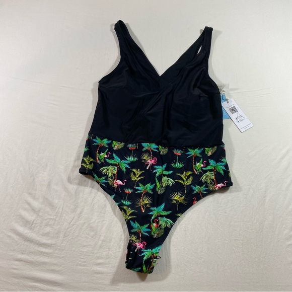 Cupshe Swim Tropical Swimsuit One Piece Swimsuit size 1X Black & Floral NWT Swim - Picture 5 of 7